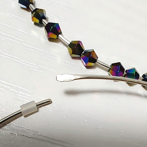 Sterling Silver Oversized 4" Hoop Earrings with Rainbow Bicone Swarovski Crystal - Picture 8 of 9